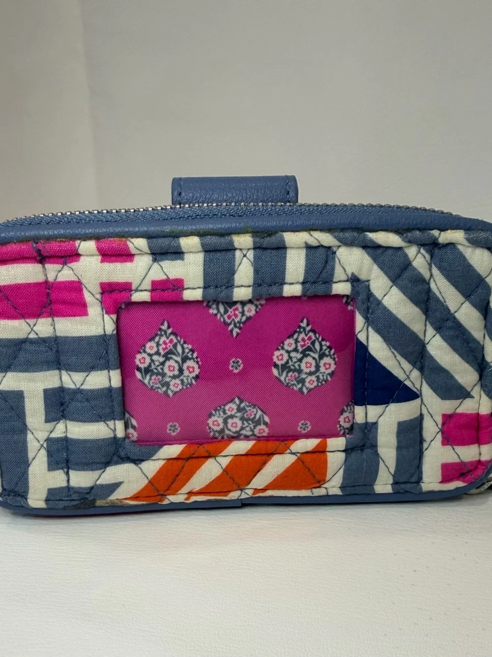 Vera Bradley Blue, White and Pink Geometric RFID Wristlet Wallet - Picture 6 of 9